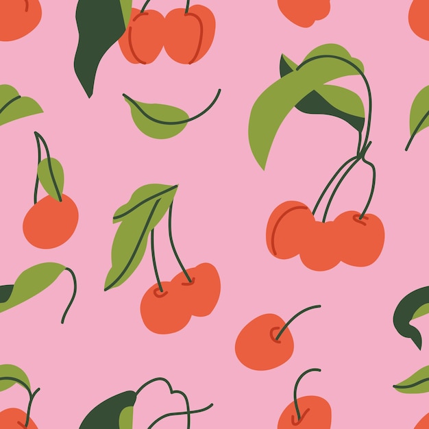 Vector seamless pattern with cherry fruits Abstract design for paper cover fabric