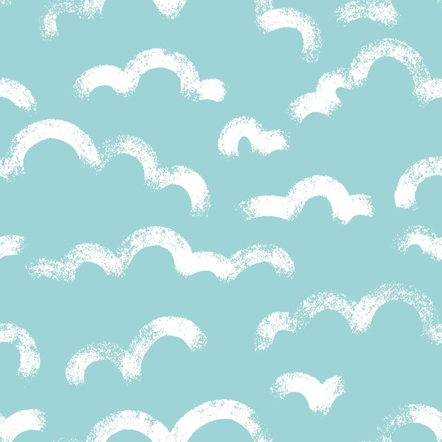 Vector seamless pattern with clouds Dry brush hand drawn linear artistic cloud shapes as a repeatable background Artistic wallpaper