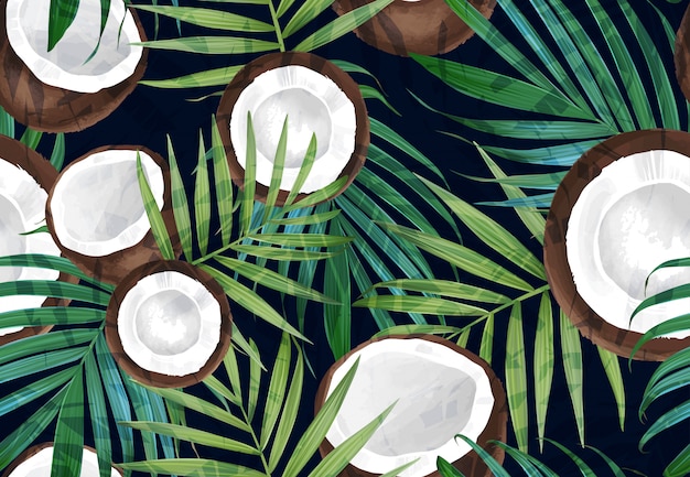 Vector vector seamless pattern with coconut