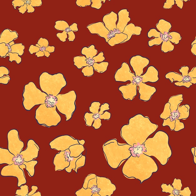 아름 다운 꽃의 화려한 일러스트와 함께 벡터 원활한 패턴