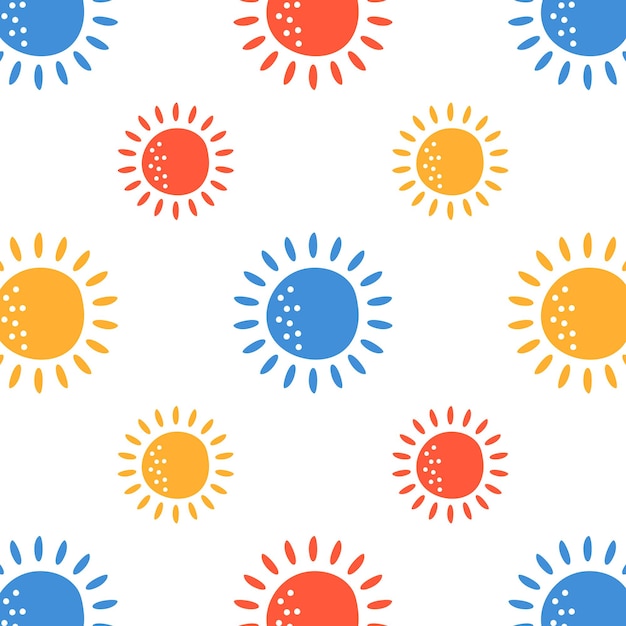 Vector seamless pattern with colorful suns