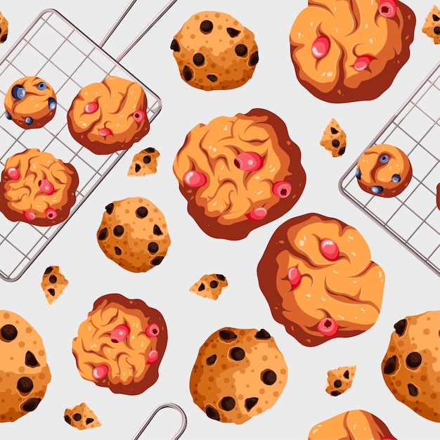 Vector vector seamless pattern with cookies.