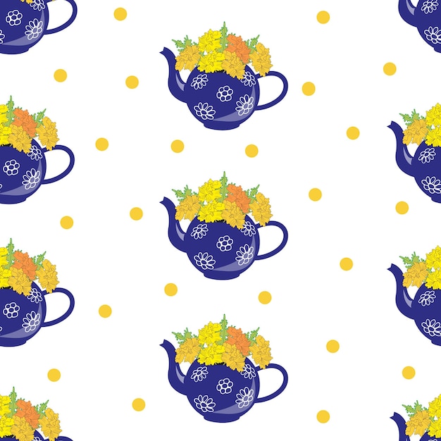 vector seamless pattern with cute bouquet