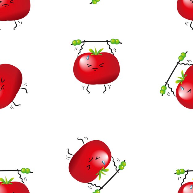 Vector seamless pattern with cute cartoon fruits