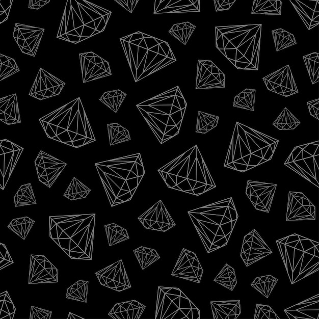 Vector seamless pattern with diamonds on dark background Luxury black and white pattern