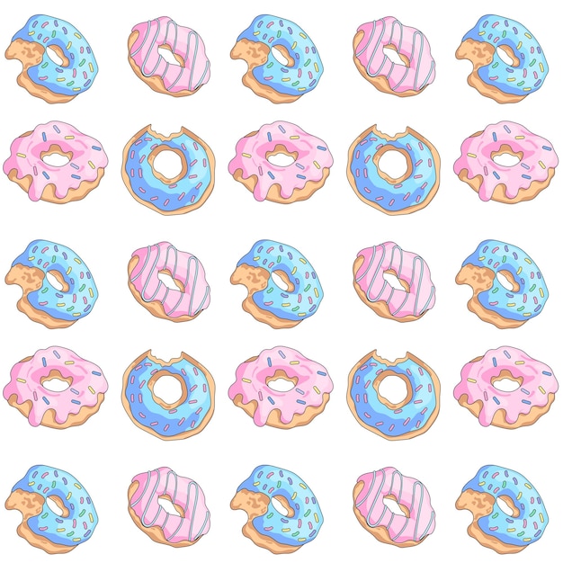 Vector vector seamless pattern with donuts editable hand drawn pattern perfect pictures for fabric