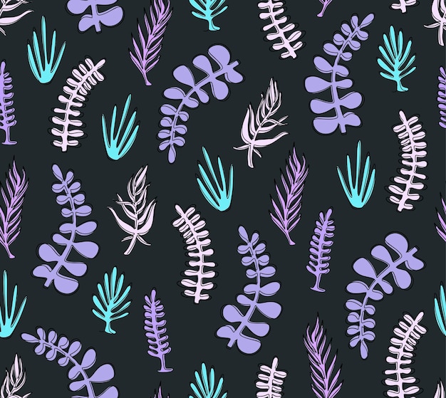 Vector seamless pattern with doodle plants great design for any purposes