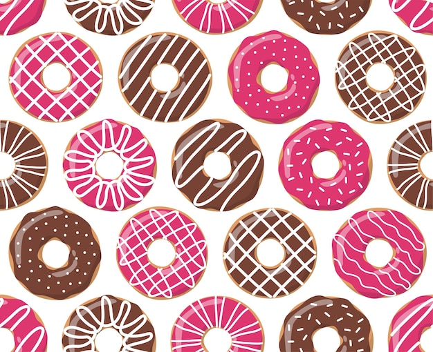 Vector seamless pattern with doughnuts