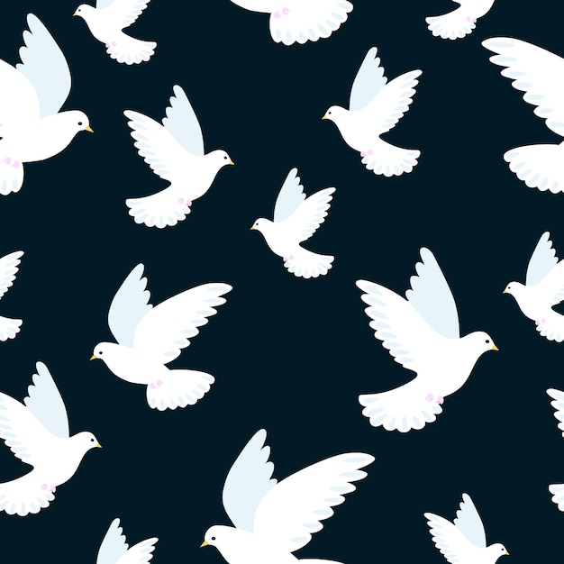 Vector seamless pattern with doves