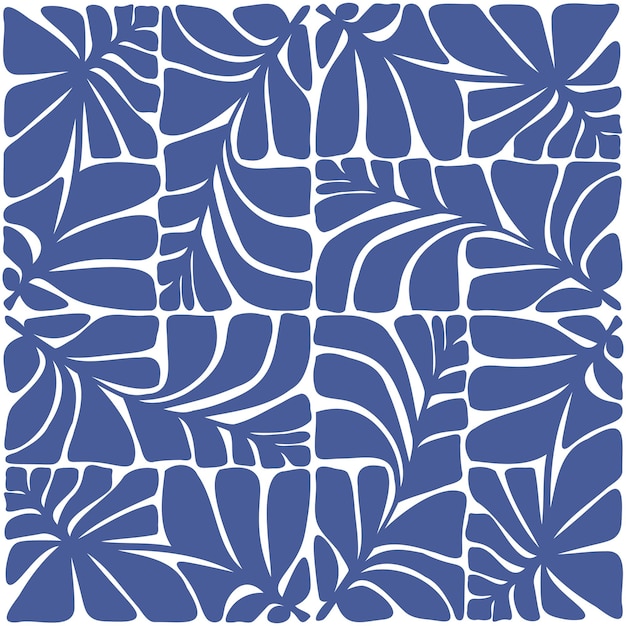 Vector seamless pattern with elegant plant branch Matisse inspired ontemporary background branches with leaves