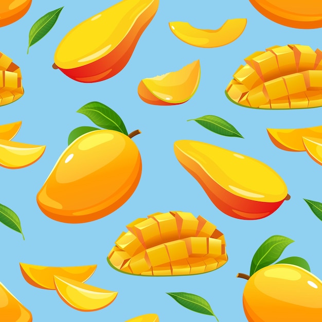 Vector vector seamless pattern with exotic mango