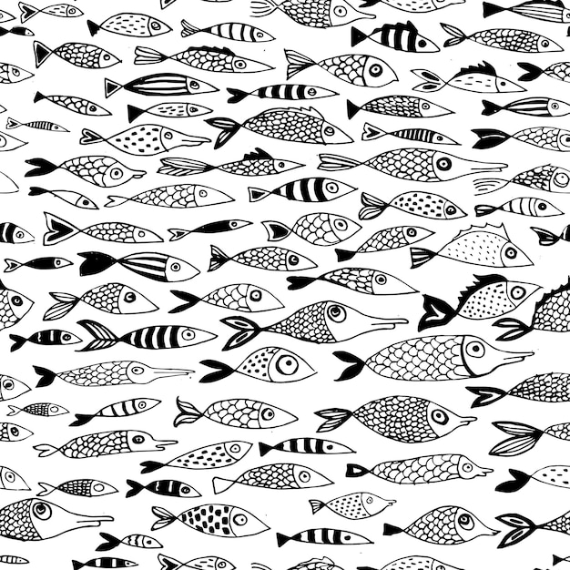 魚とのシームレスなパターン ベクトル