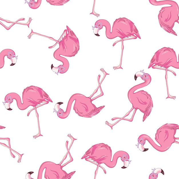 Vector vector seamless pattern with flamingos