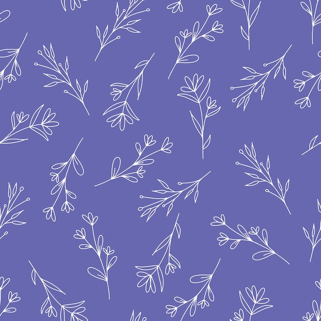 Vector seamless pattern with floral branches very peri color of 2022 year