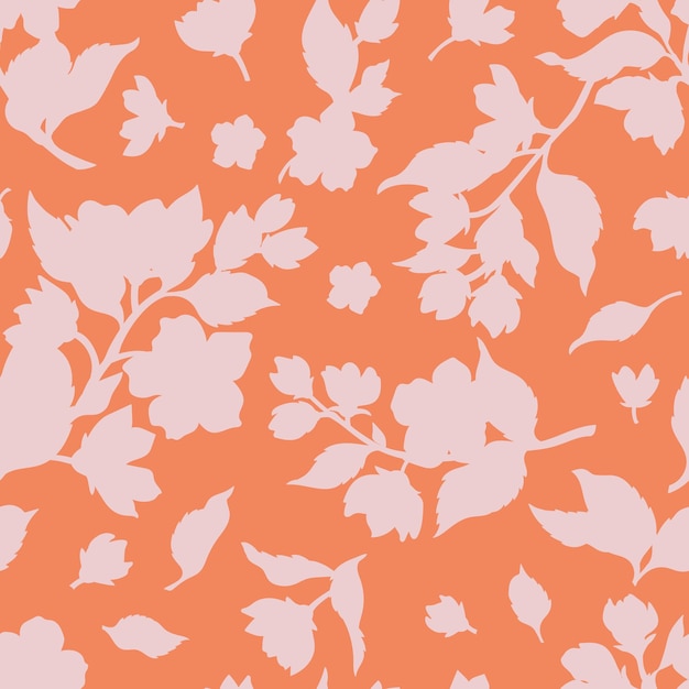 Бесшовный узор вектор с цветами и листьями нежный весенний цветочный фон