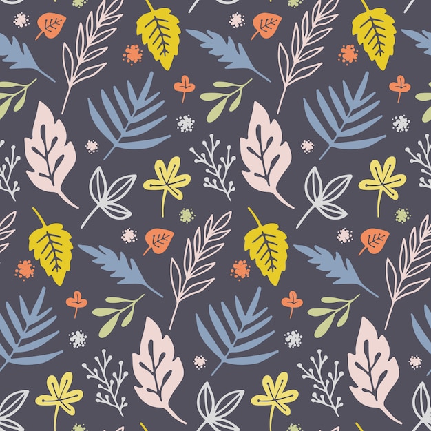 Vector seamless pattern with flowers and plants.