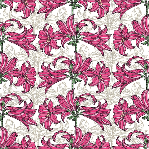 Vector seamless pattern with flowers.