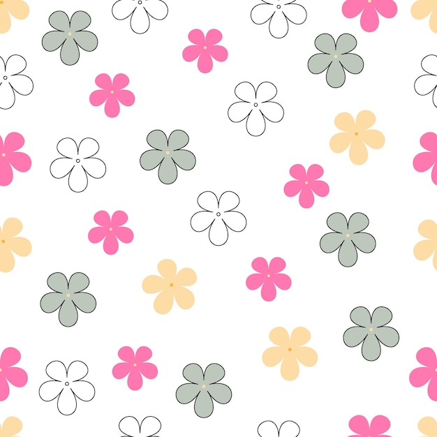 Vector seamless pattern with flowers