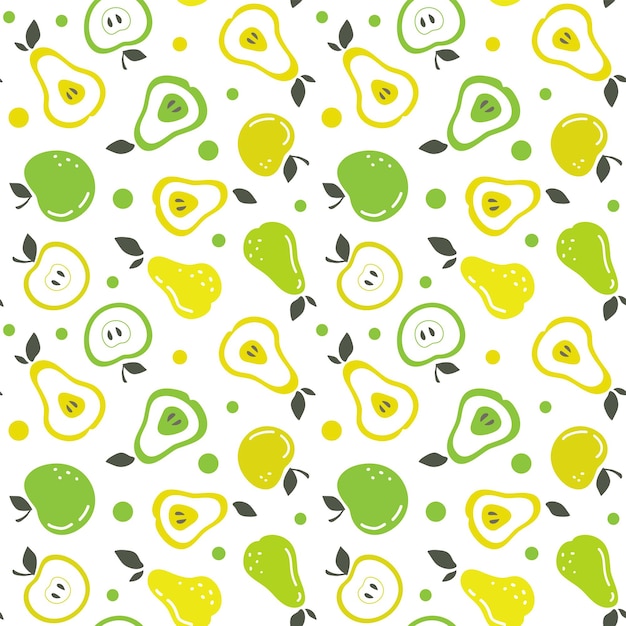 Vector seamless pattern with fresh apples and pears Fruits wallpaper