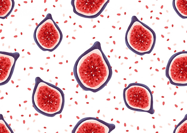 Vector seamless pattern with fresh figs.