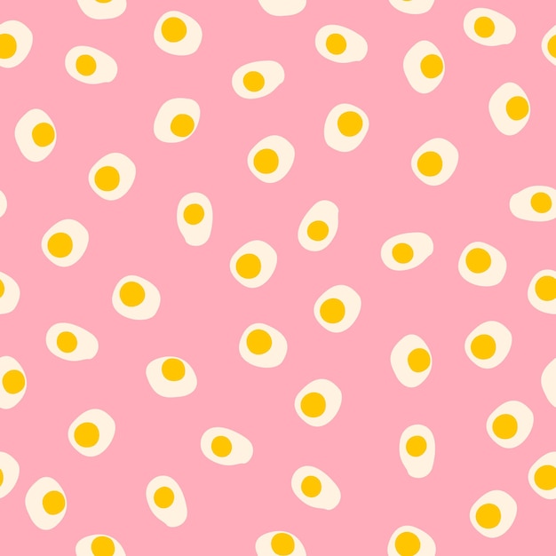 Vector seamless pattern with fried eggs with trendy style. Suitable for textiles.