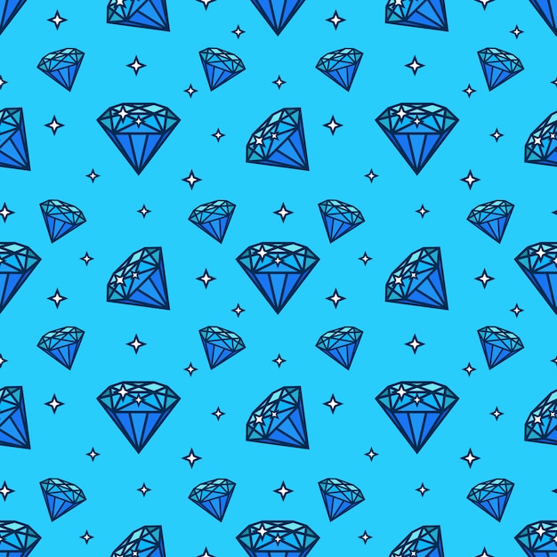 Vector seamless pattern with gem and diamond icons. texture and design element with jewerly flat icon