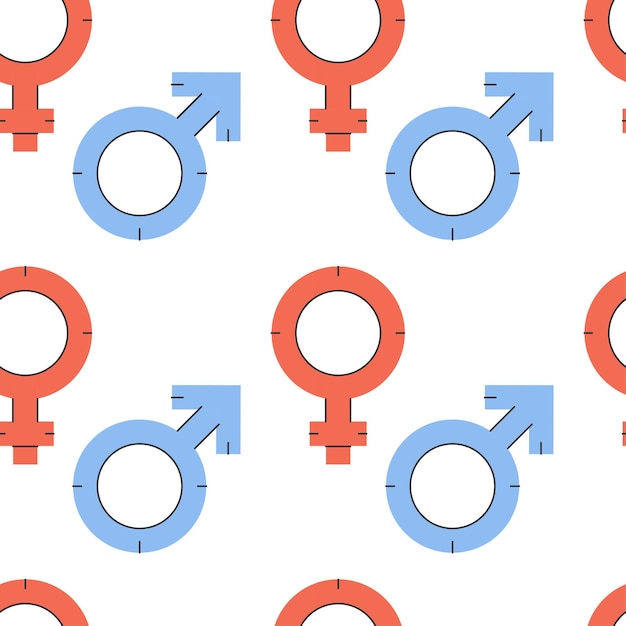 Vector seamless pattern with gender equality symbols