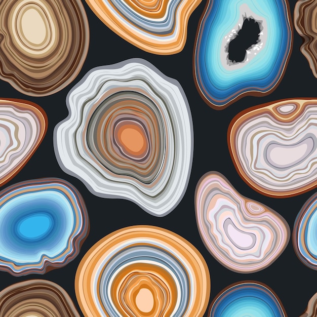 Vector seamless pattern with geode and agate cuts