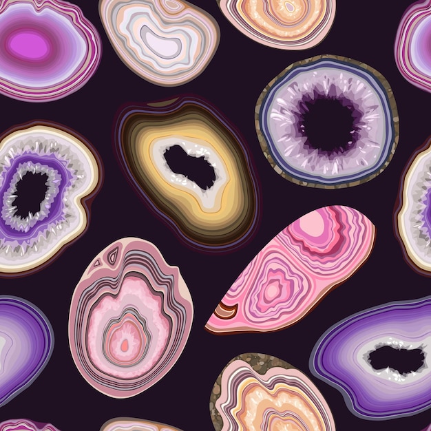 vector seamless pattern with geode and agate cuts