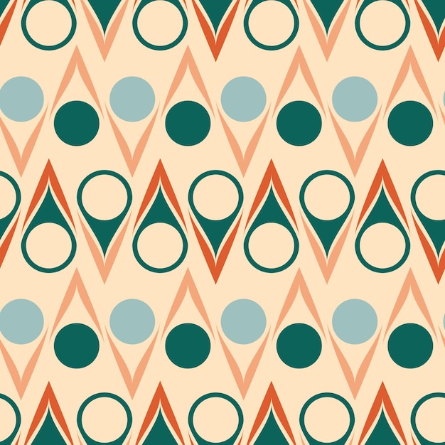 Vector seamless pattern with geometric shapes in retro style Abstract backgrounds in 60s 70s vintage style in blue emerald green beige colorsx9