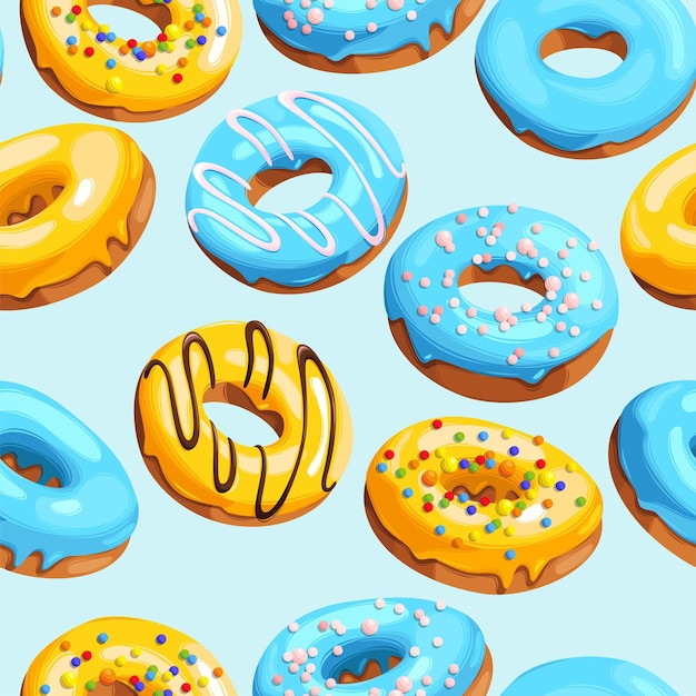 Vector seamless pattern with glazed donut