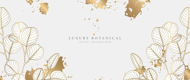 vector seamless pattern with golden eucalyptus branches on a gray background