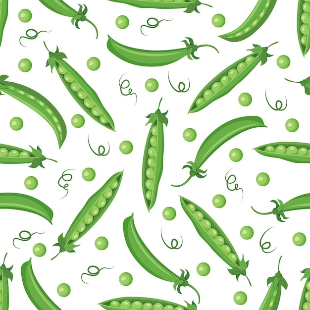 Vector vector seamless pattern with green pea pods