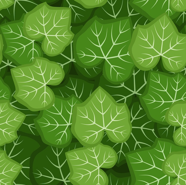 Vector seamless pattern with green pumpkin leaves.