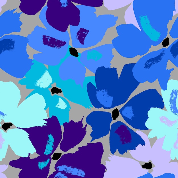 Vector vector seamless pattern with hand drawing wild flowers, colorful botanical illustration.