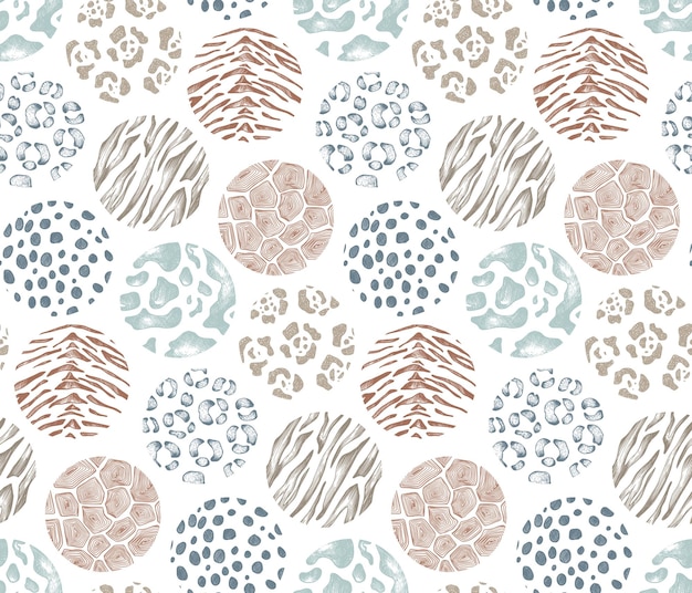 Vector seamless pattern with hand drawn animal skin ornament Modern trendy endless background