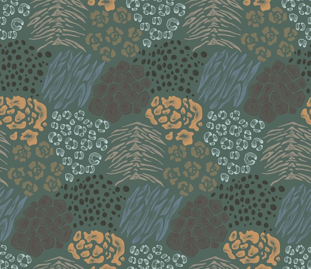 Vector seamless pattern with hand drawn animal skin ornament