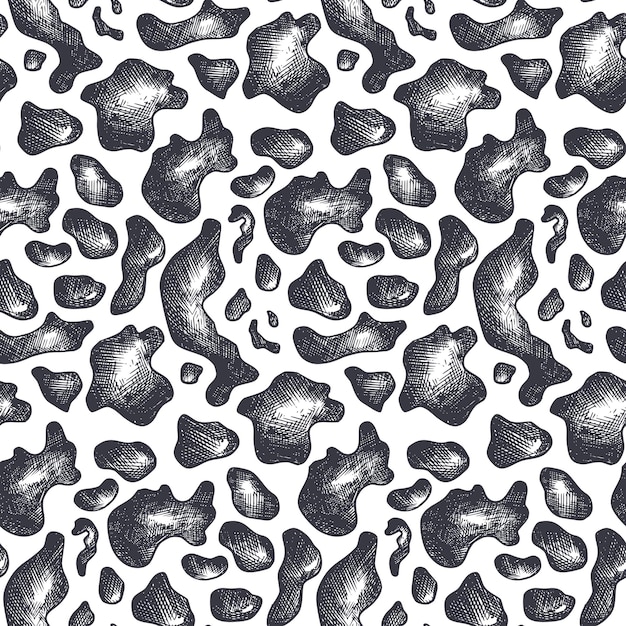 Vector seamless pattern with hand drawn cow skin ornament Modern trendy endless background