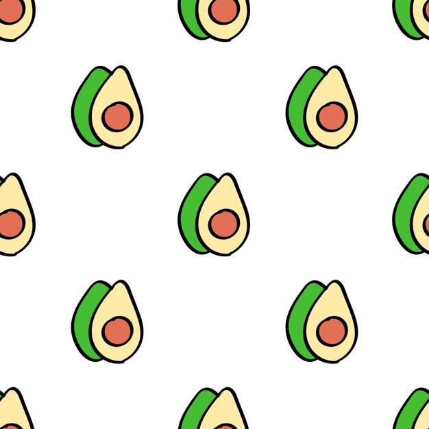 Vector seamless pattern with hand drawn doodle avocado Good for fabric print design and wrapping paper roll