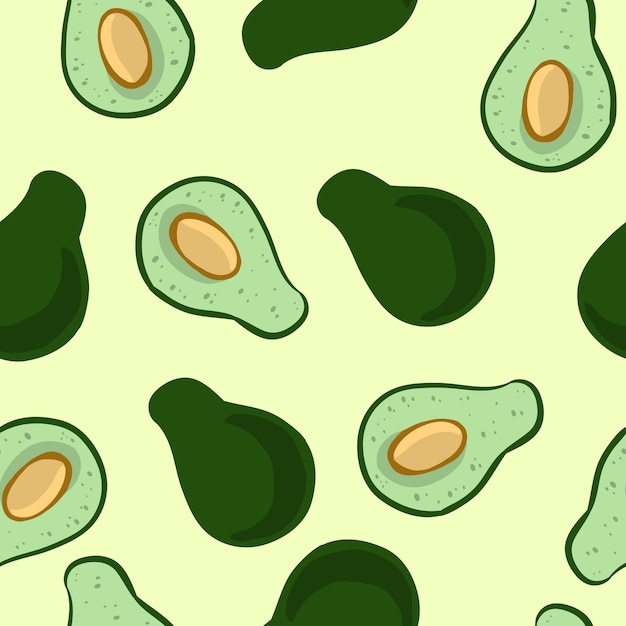 Vector seamless pattern with hand drawn doodle avocado