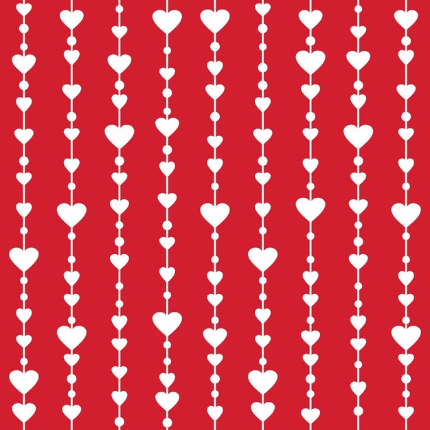 Vector vector seamless pattern with hanging heart garlands wrapping paper background