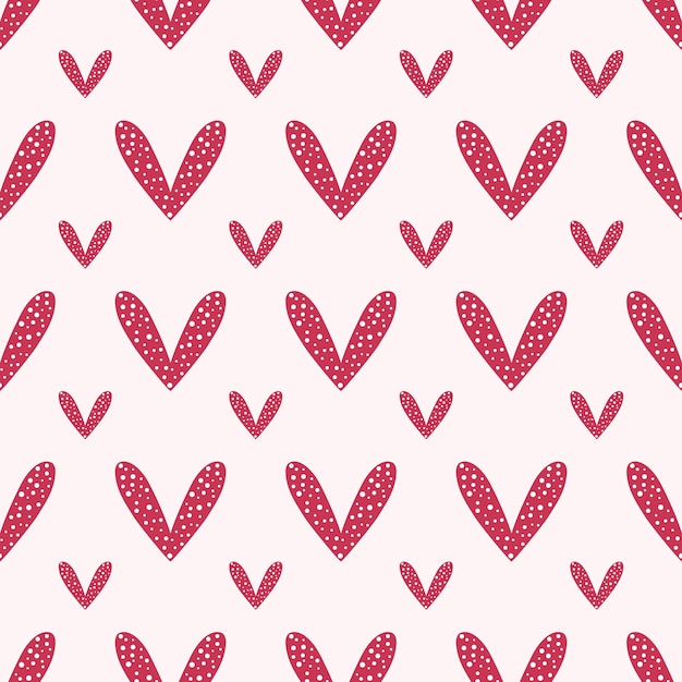 Vector vector seamless pattern with hearts and dots romantic background