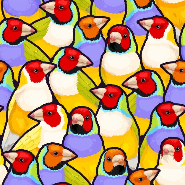 Vector vector seamless pattern with high detailed birds