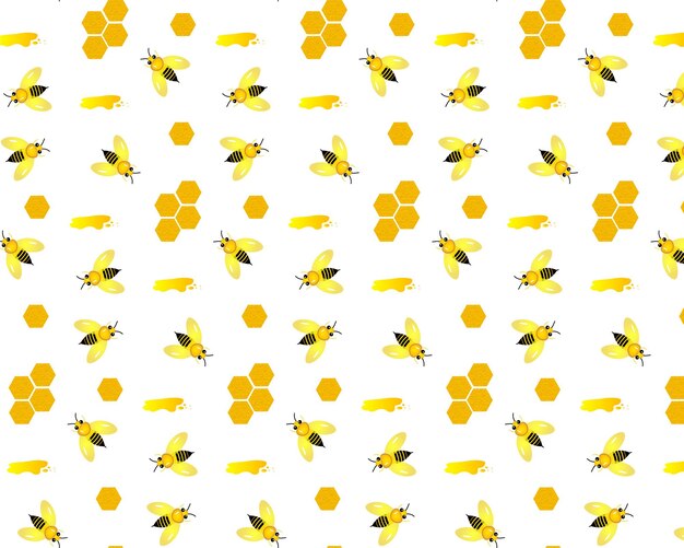 Vector vector seamless pattern with honey bee