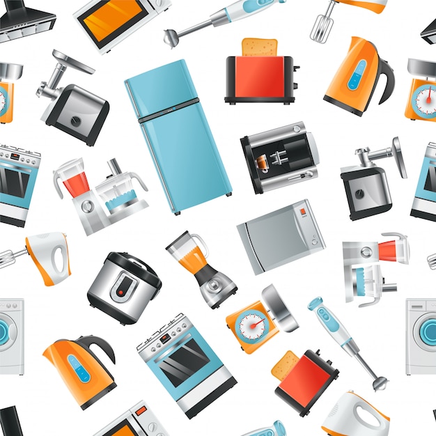 Vector vector seamless pattern with household appliances