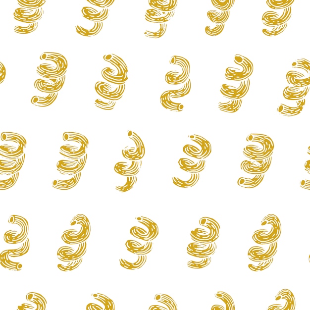 Vector seamless pattern with Italian pasta. Cellentani hand drawn background. Can be use for menu, label, packaging.