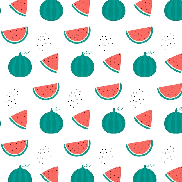 Vector seamless pattern with juicy slices of watermelon. Summer pattern with watermelon.