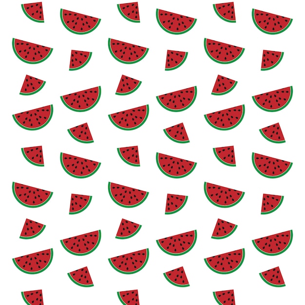 Vector seamless pattern with juicy watermelon slices on white background