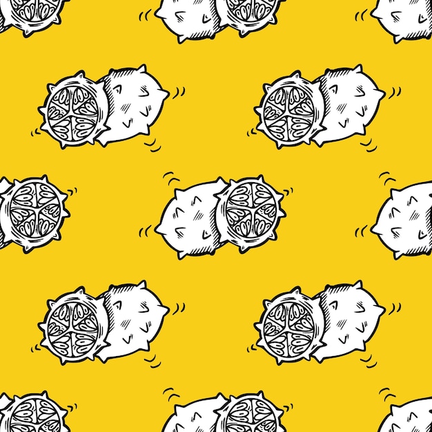 Vector seamless pattern with kiwano  Vector graphics