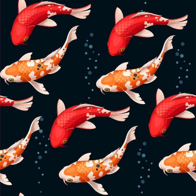 Vector vector seamless pattern with koi fish